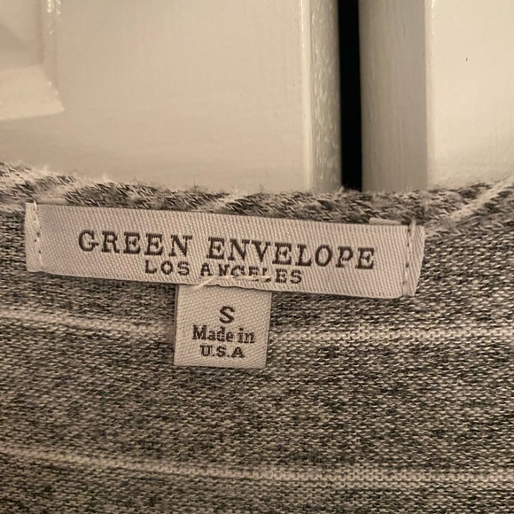 Gray and White Striped Soft Sweater with a Crossed Front - Picture 2 of 3